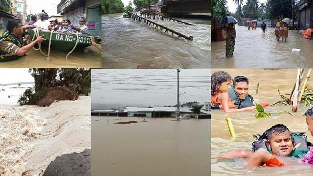 স্মরণকালের ভয়াবহ বন্যায় বিপর্যস্ত বাংলাদেশ, মৃতের সংখ্যা বেড়ে ১৩