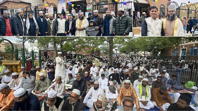 নিউইয়র্কে খোলা রাস্তায় ঈদের জামাত, বিপুল মুসল্লির সমাগম
